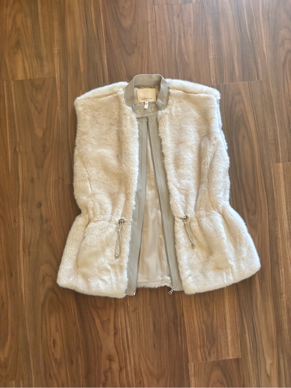 Rebecca Taylor Cream Faux Fur Zip Vest